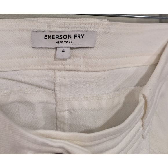 Emerson Frye Mick 3 Ivory Distressed Denim Jeans Size 4 - Picture 8 of 11